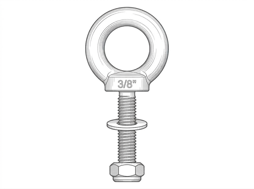 Bolt, Eye, SS304 c/w LN & DFW, 3/8" (BN-00462)