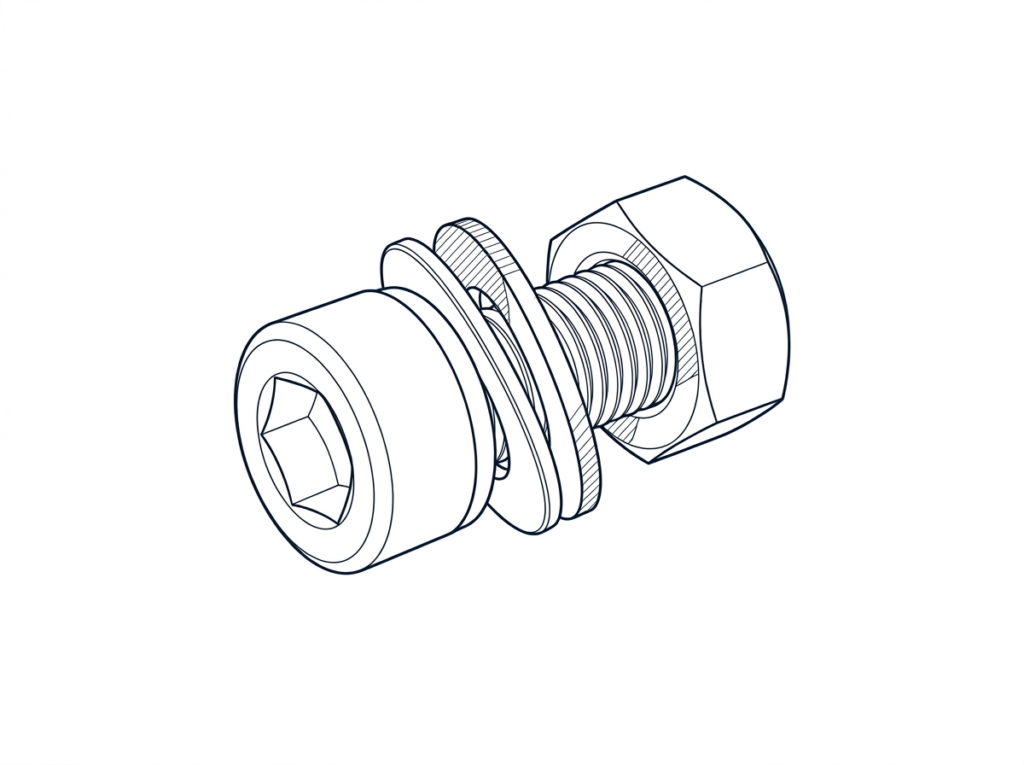 Allen Button Head Screw, SS304 c/w Nut & DFW, M6 x 15mm (BN-01583)