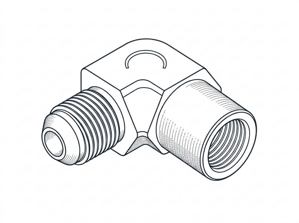 1/4" NPTF x 3/8" JICM 90 Deg Elbow (HF-00229)