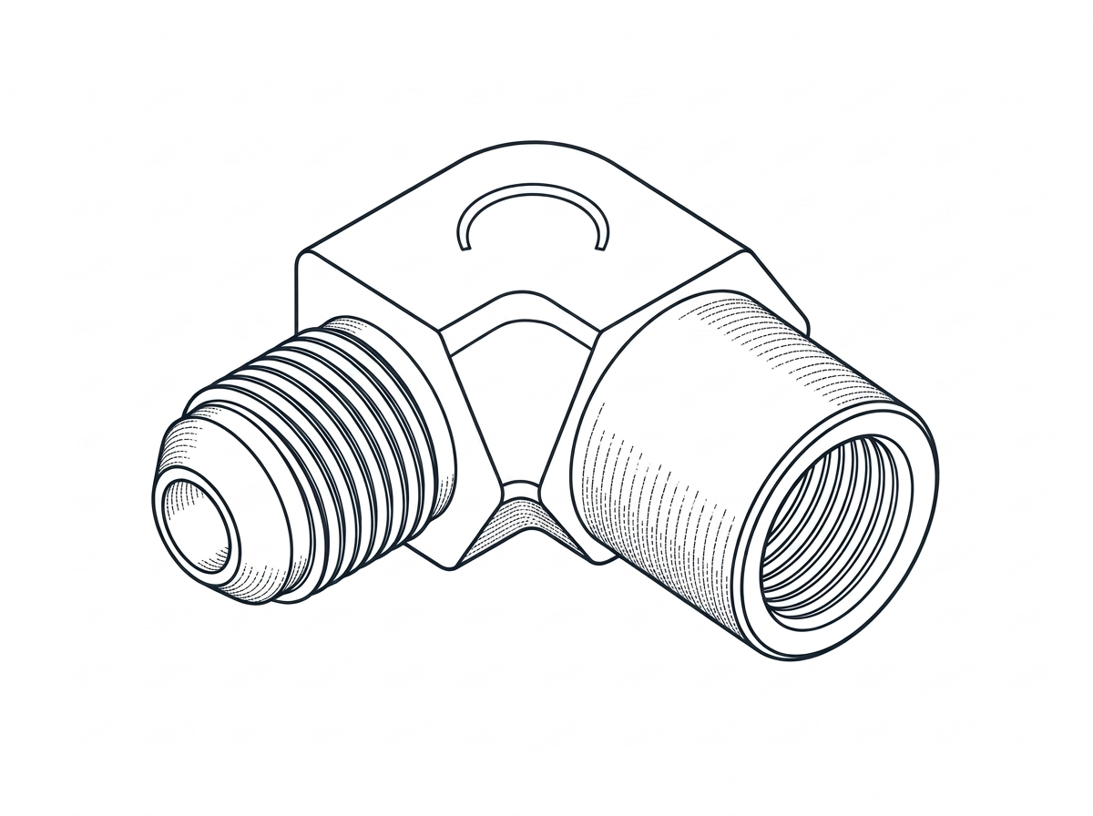 1/4" NPTF x 3/8" JICM 90 Deg Elbow (HF-00229)
