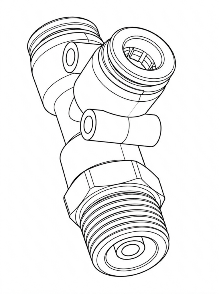1/8" NPTM x 6mm Tube x 6mm Tube Tee Push In Fitting (HF-00311)