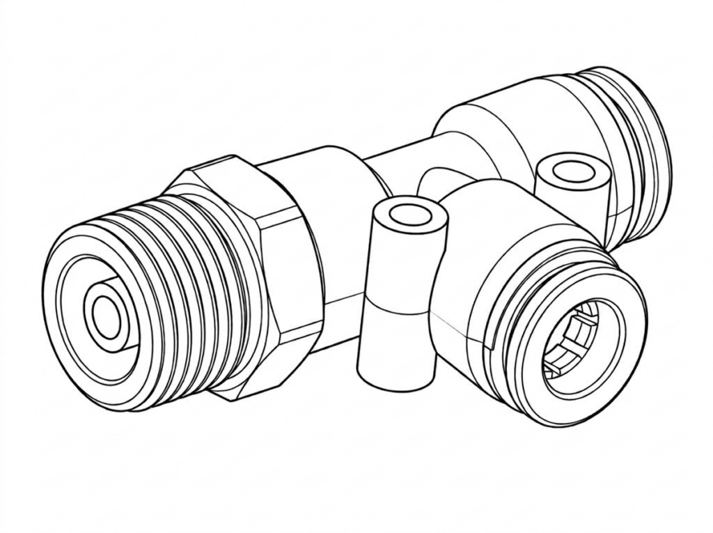 1/4" NPTM x 6mm Tube x 6mm Tube Tee Push In Fitting (HF-00312)