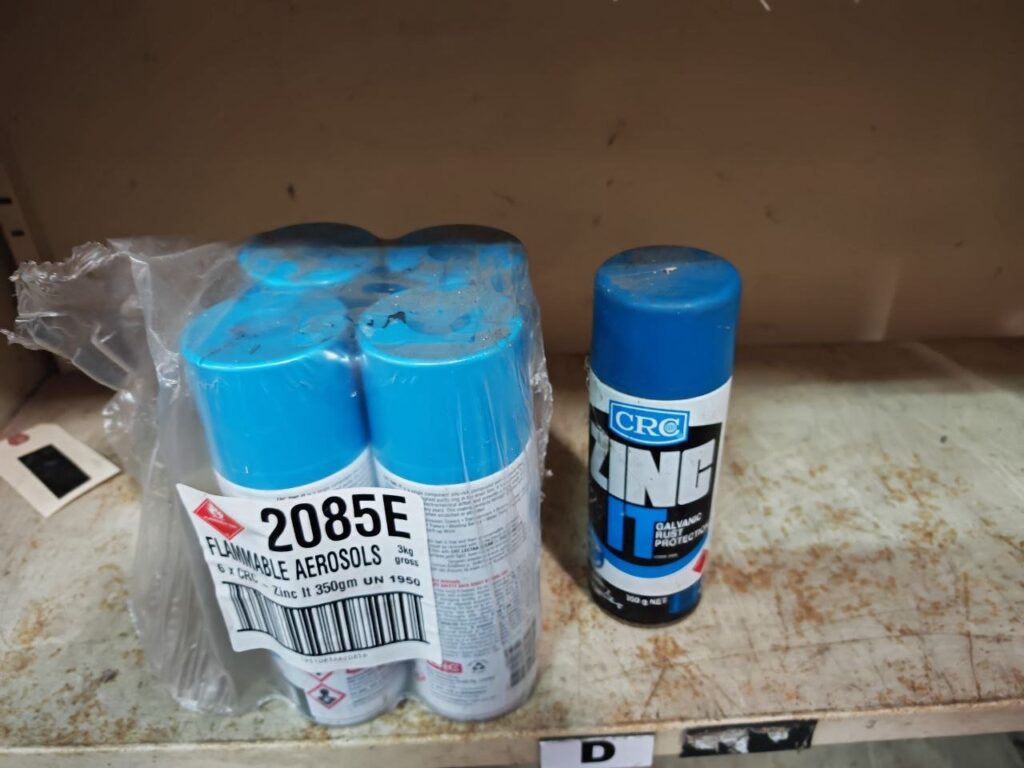 Galvanic rust protection spray, CRC Zinc It (cold galvanising aerosol)